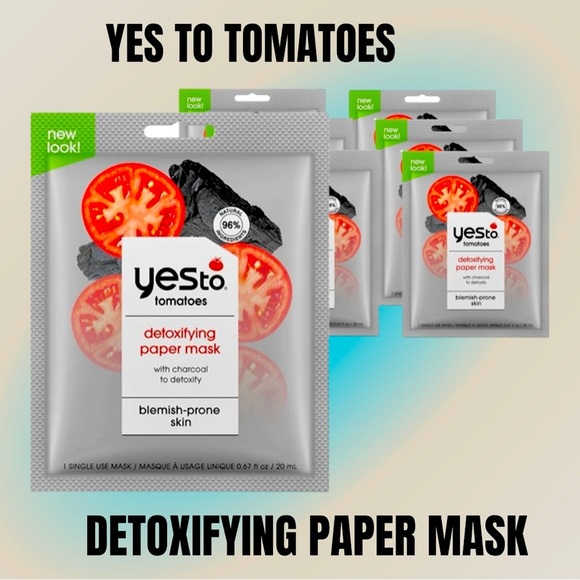 Yes To Tomatoes Charcoal Paper Mask Detoxifying 3 Masks New In Package - Picture 3 of 3